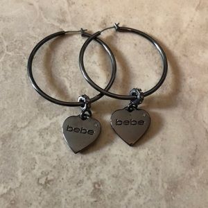 Bebe hoop earrings in gun metal